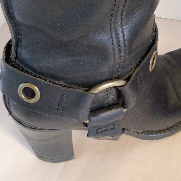 Tommy Hilfiger Black Leather Motorcycle Style Boots - Picture 9 of 16